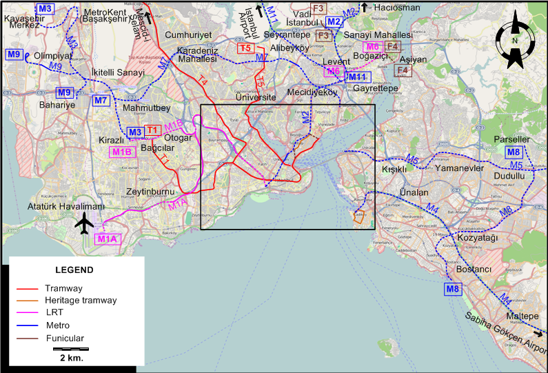 Istanbul tram map 2023