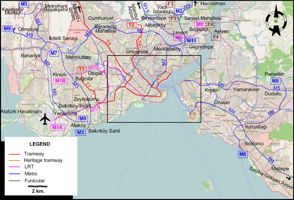 Istanbul tram map 2024