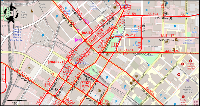 Atlanta 1933 core tram map