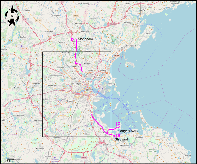 Boston environs interurban map – 1941