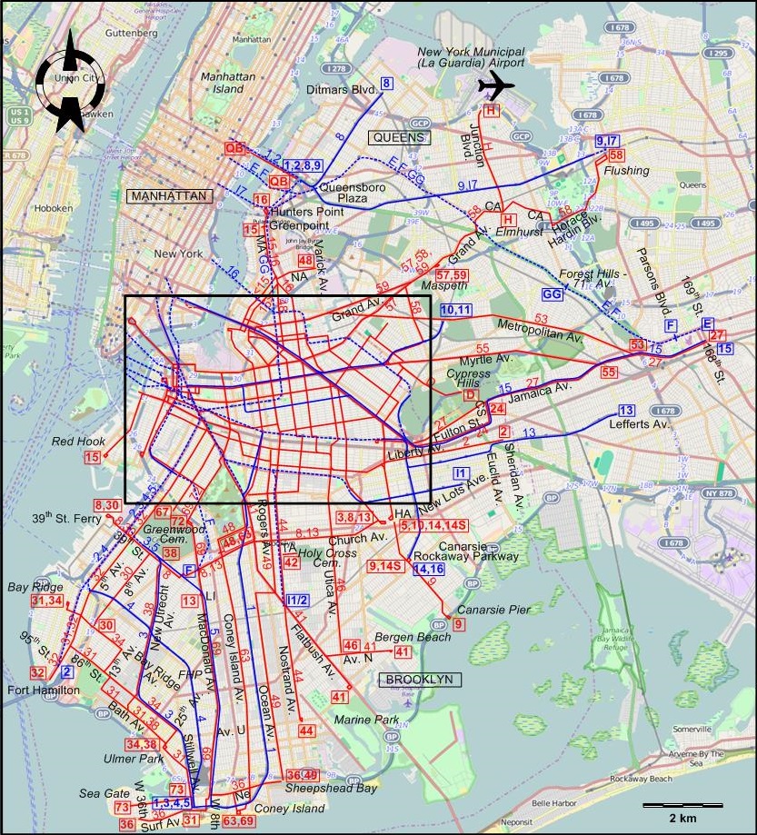 Brooklyn & Queens tram map – 1946