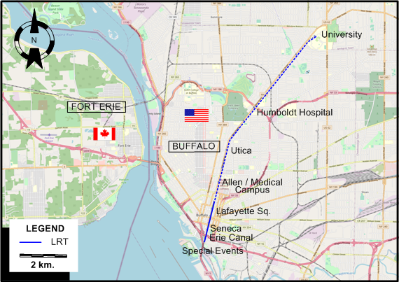 Buffalo Streetcar map 1986