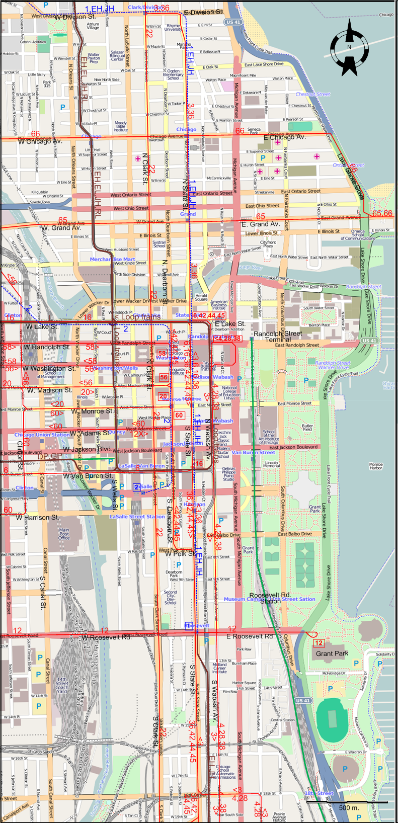 Chicago downtown tram map – 1951