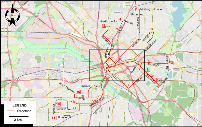 Dalls Streetcar map