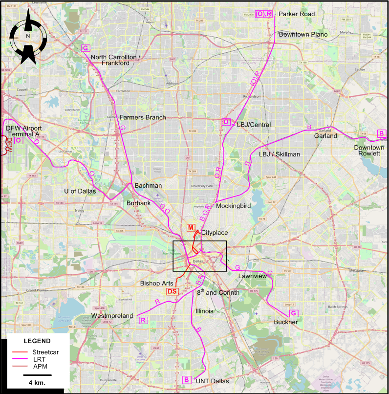 Dallas Streetcar map