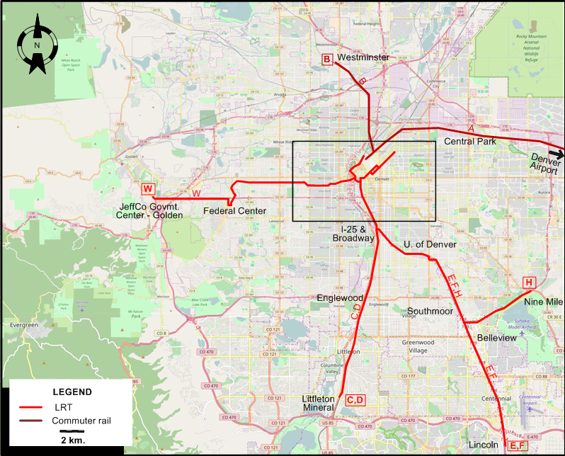 Denver LRT map