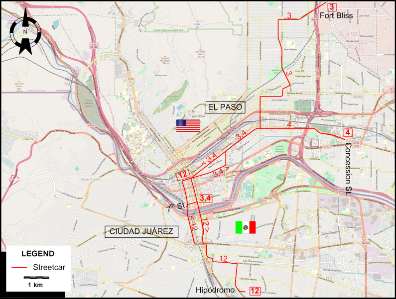 El Paso Juarez 1945 map