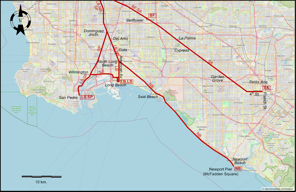 Los Angeles south interurban map – 1941