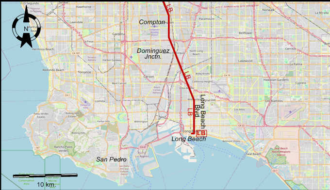 Los Angeles soutt interurban map – 1961