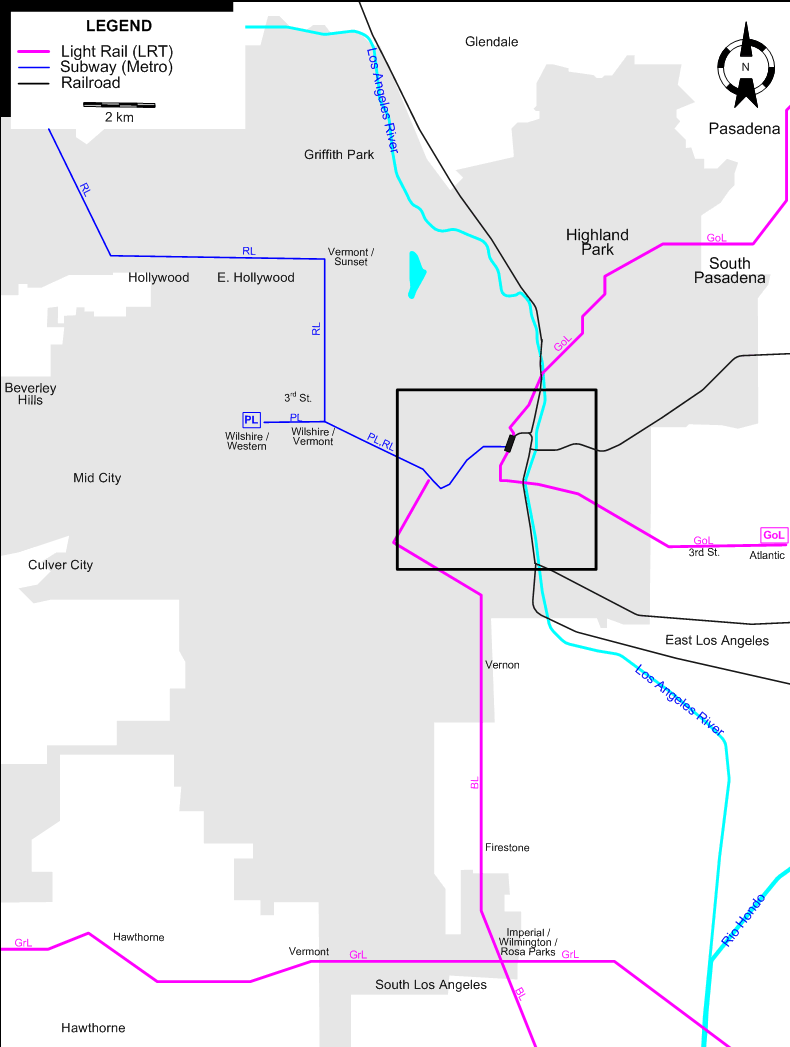 Los Angeles tram map – 2009