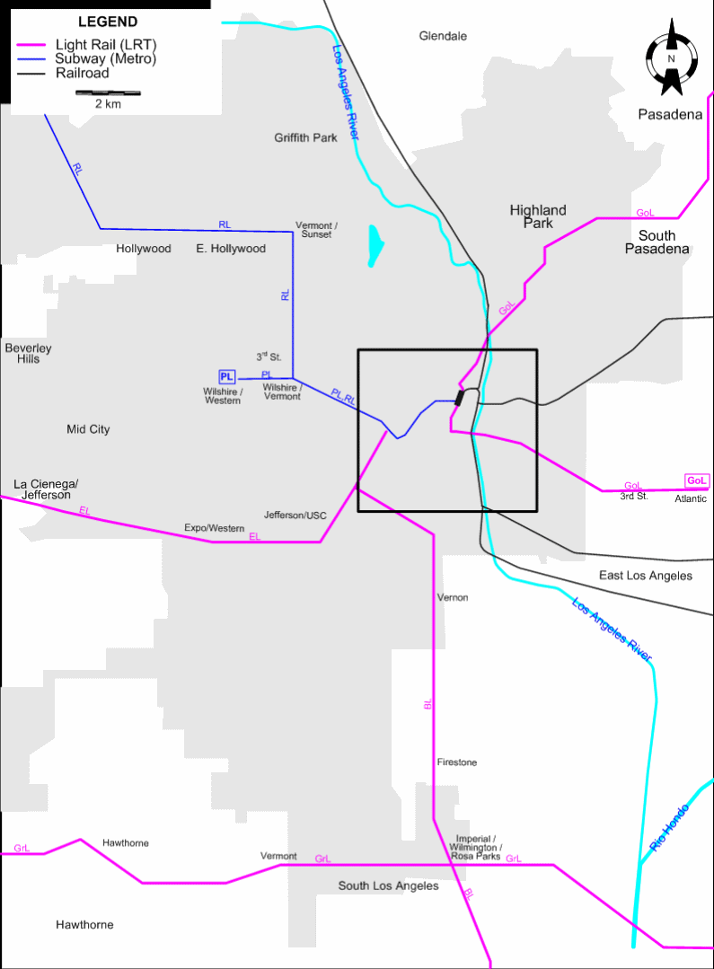 Los Angeles tram map – 2012
