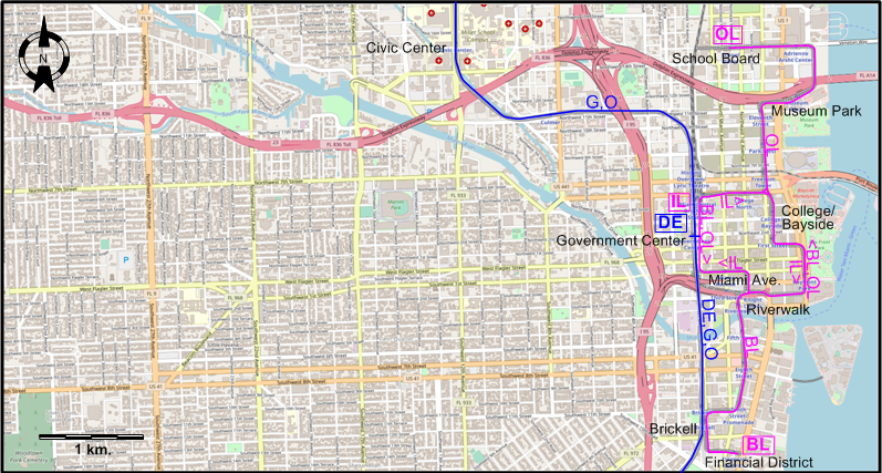 Miami 2012 centre rapid transit map