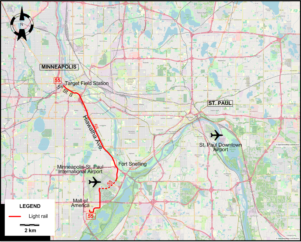 Minneapolis LRT  map –  2004