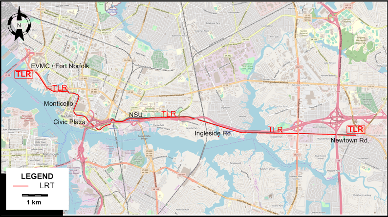 Norfolk LRT map