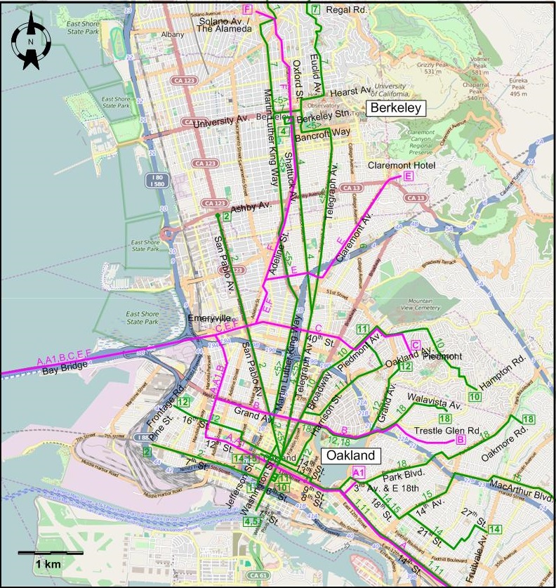 Oakland 1948 tram map