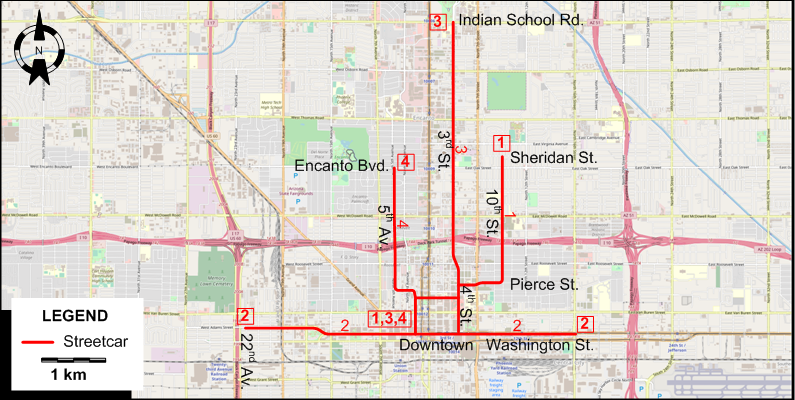 Phoenix Streetcar map