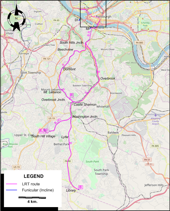Pittsburgh LRT map 2012