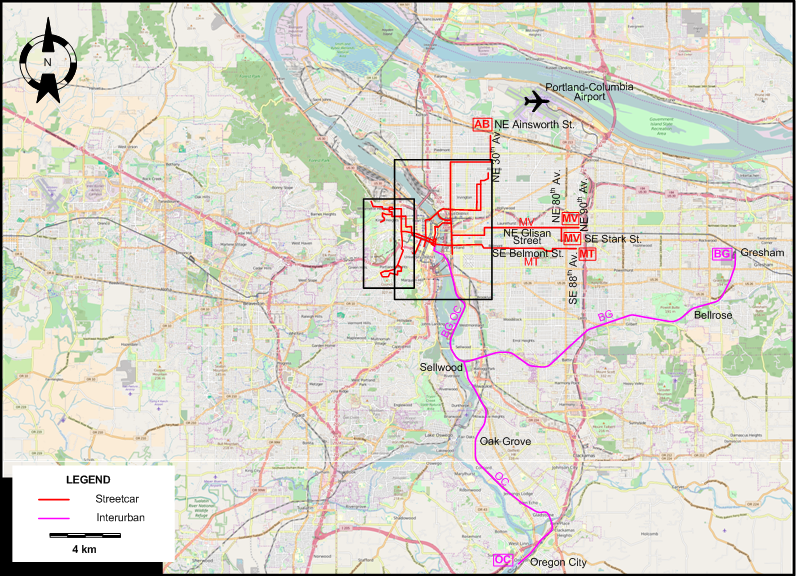 Portland tram map