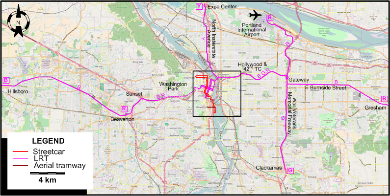 Portland tram map