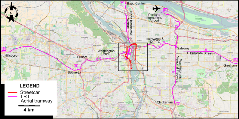 Portland tram map