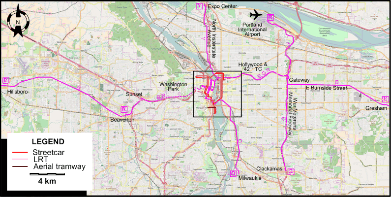 Portland tram map