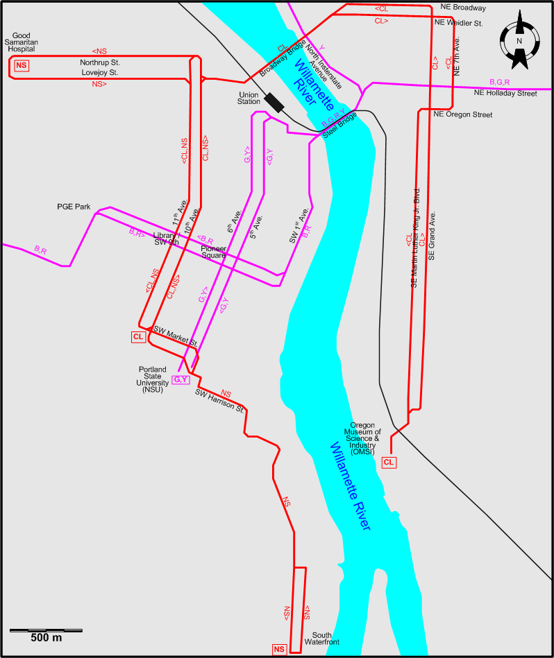 Portland 2012 downtown tram map