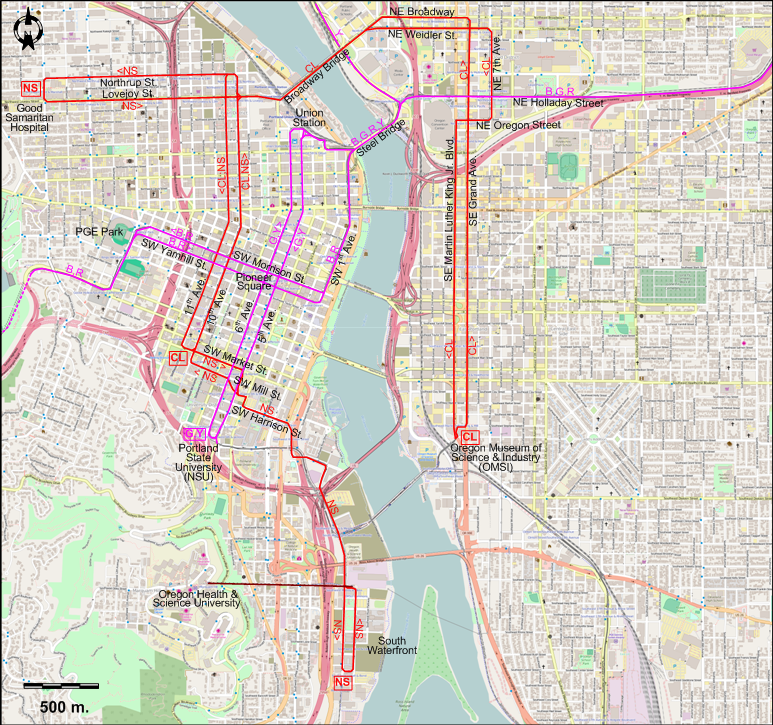 Portland 2012 downtown tram map