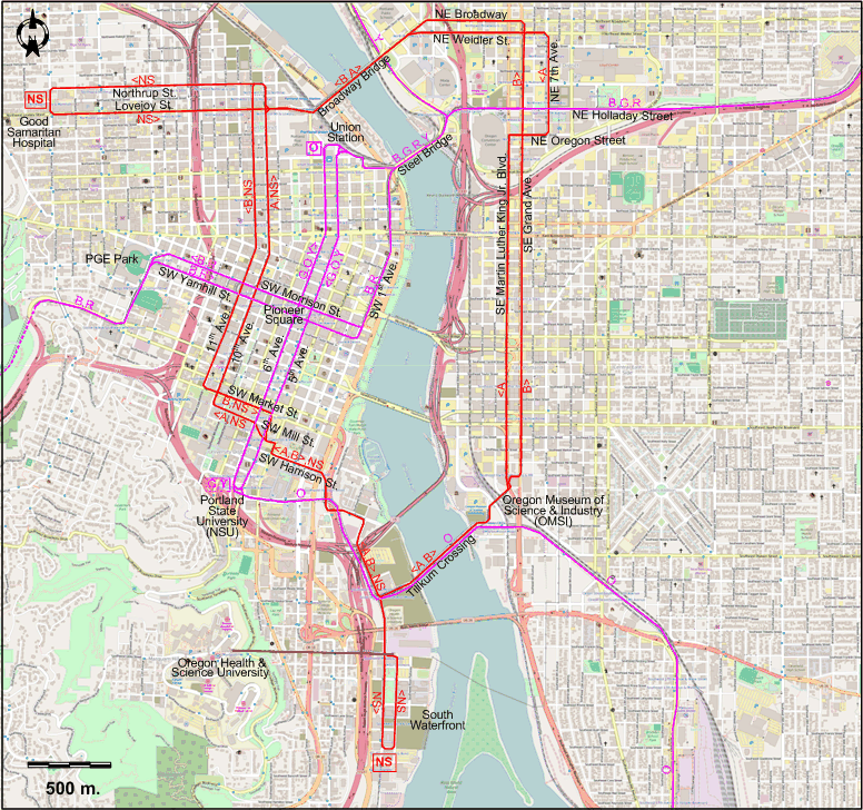 Portland 2015 downtown tram map