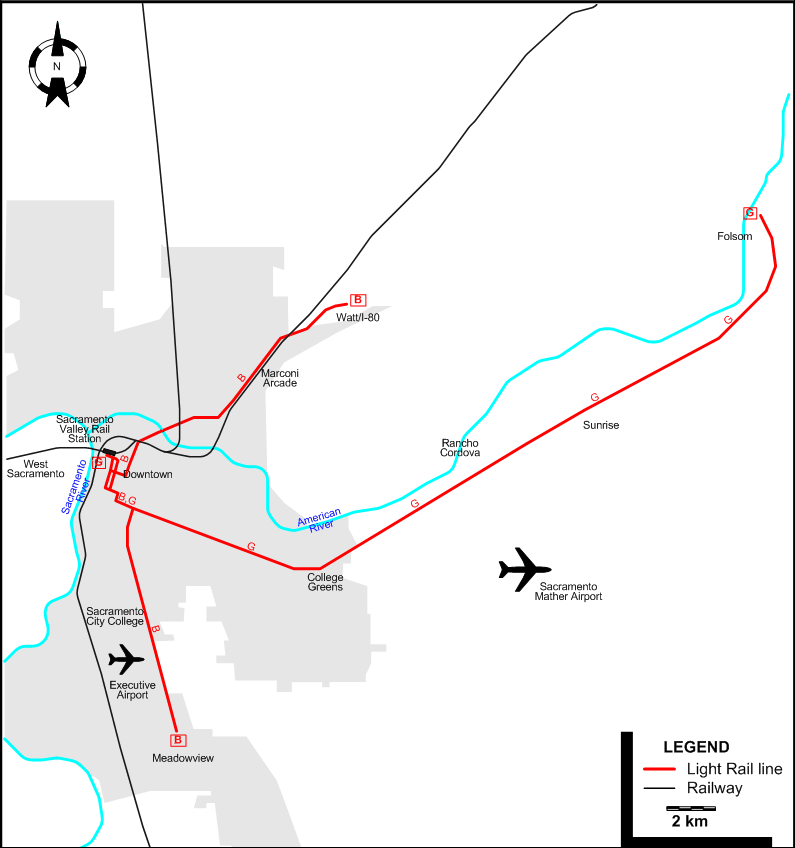Sacramento tram map