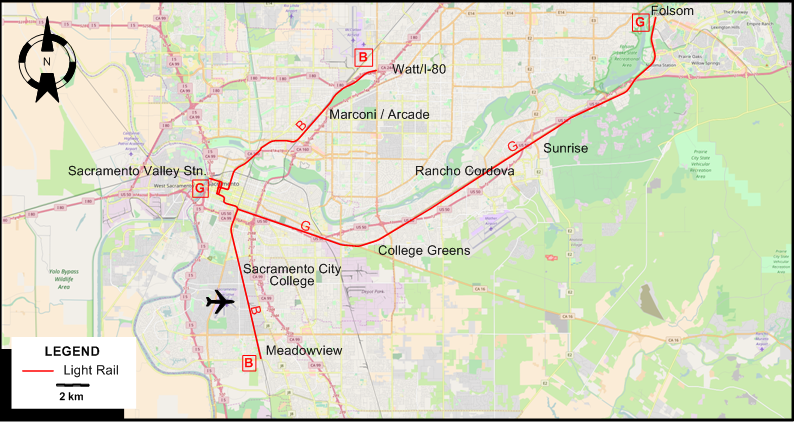 Sacramento tram map