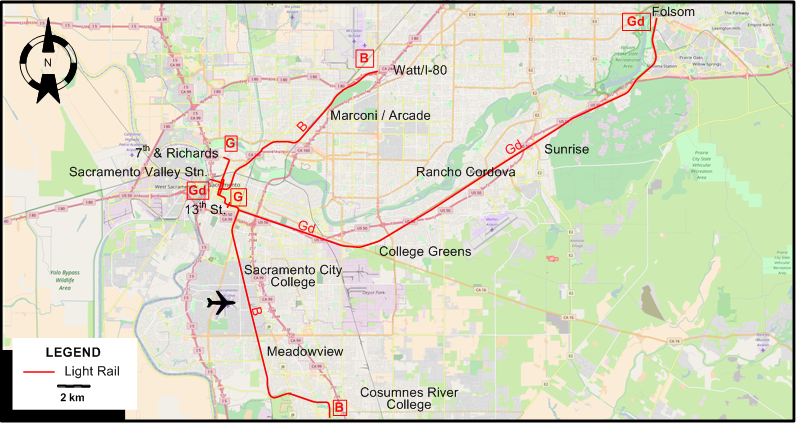 Sacramento tram map