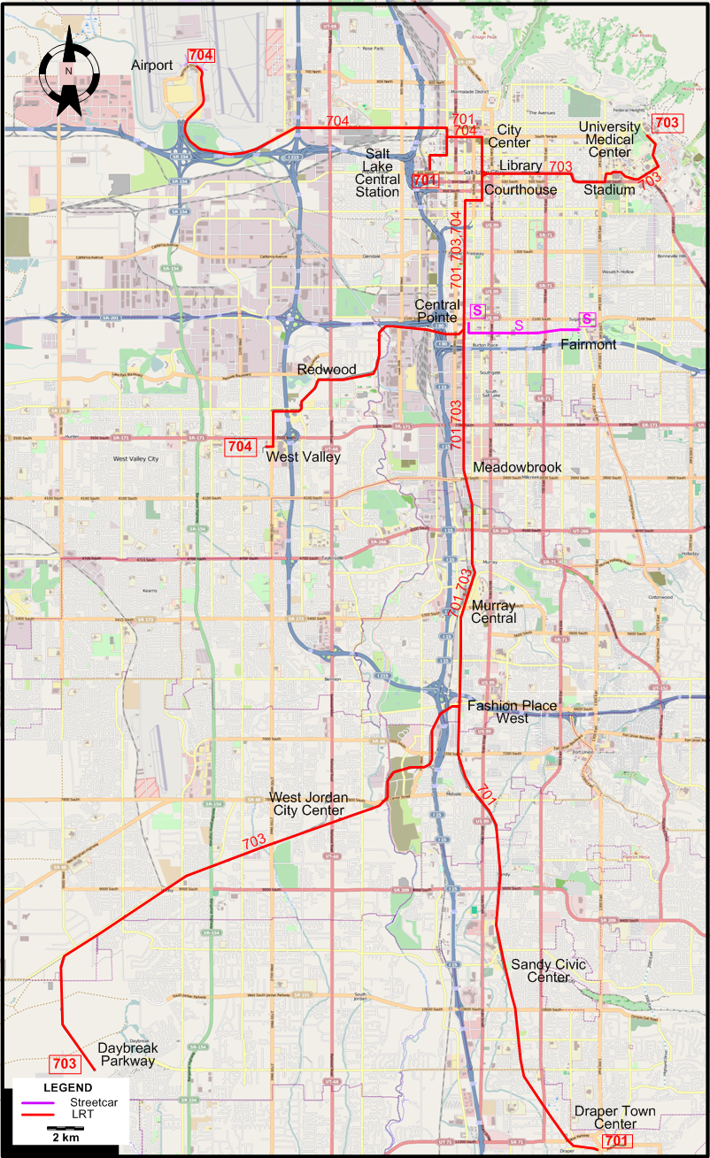 Salt Lake City LRT  map –  2021