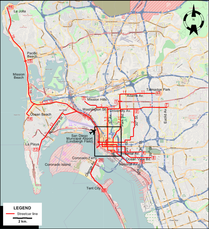 San Diego tram map