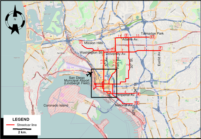 San Diego tram map