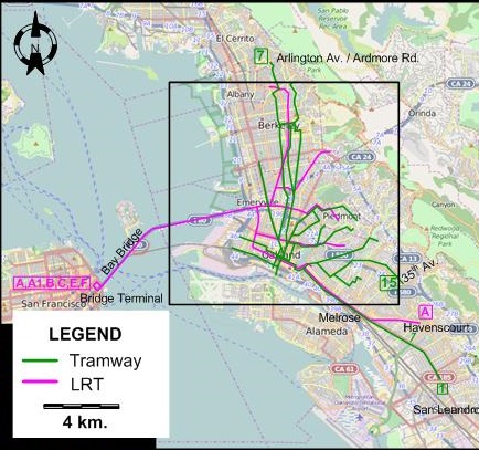 San Francisco East Bay 1948 tram map