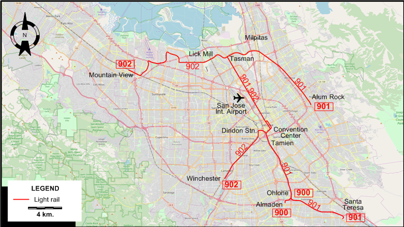 San José tram map