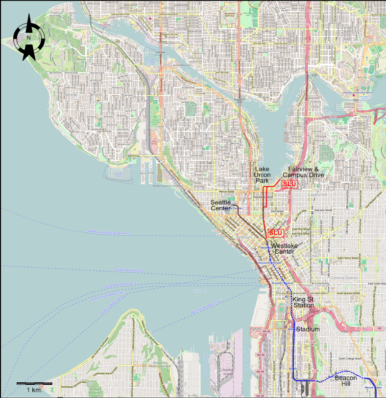 Seattle streetcar map 2009