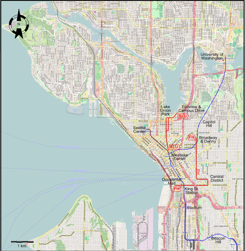 Seattle streetcar map 2016