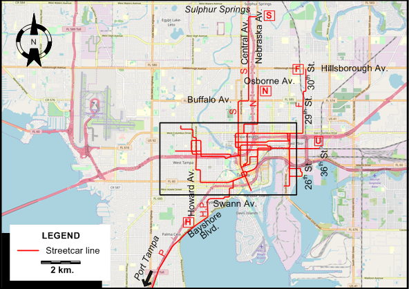 Tampa Streetcar map